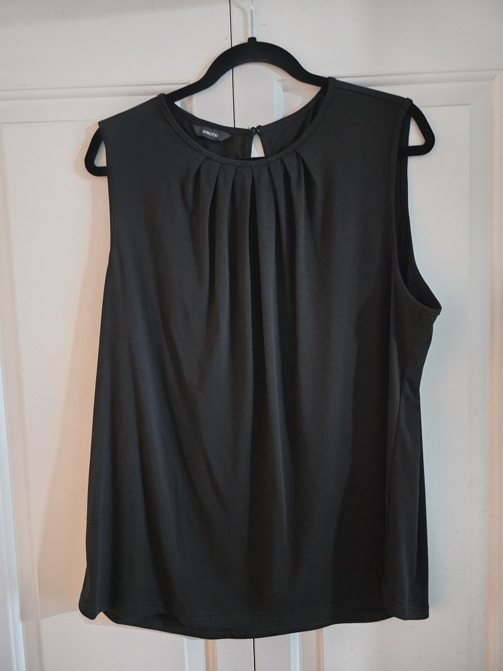Sleeveless Pleated Black Blouse - St. John's Bay